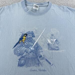 Venice Florida Pirate Shirt Mens Large Parrot Ship Graphic Gildan Ultra Cotton